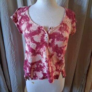 We the Free People Pink Multi-Color Tie Dye Top M Valentine's day cute dainty
